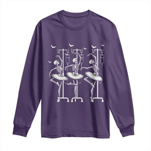 Emergency Room RN Nurse Halloween Long Sleeve Shirt Dancing Skeleton TS12 Purple Print Your Wear