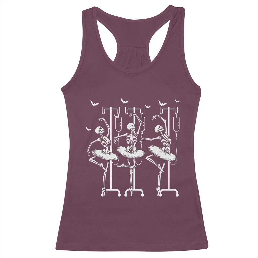Emergency Room RN Nurse Halloween Racerback Tank Top Dancing Skeleton TS12 Maroon Print Your Wear
