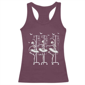 Emergency Room RN Nurse Halloween Racerback Tank Top Dancing Skeleton TS12 Maroon Print Your Wear