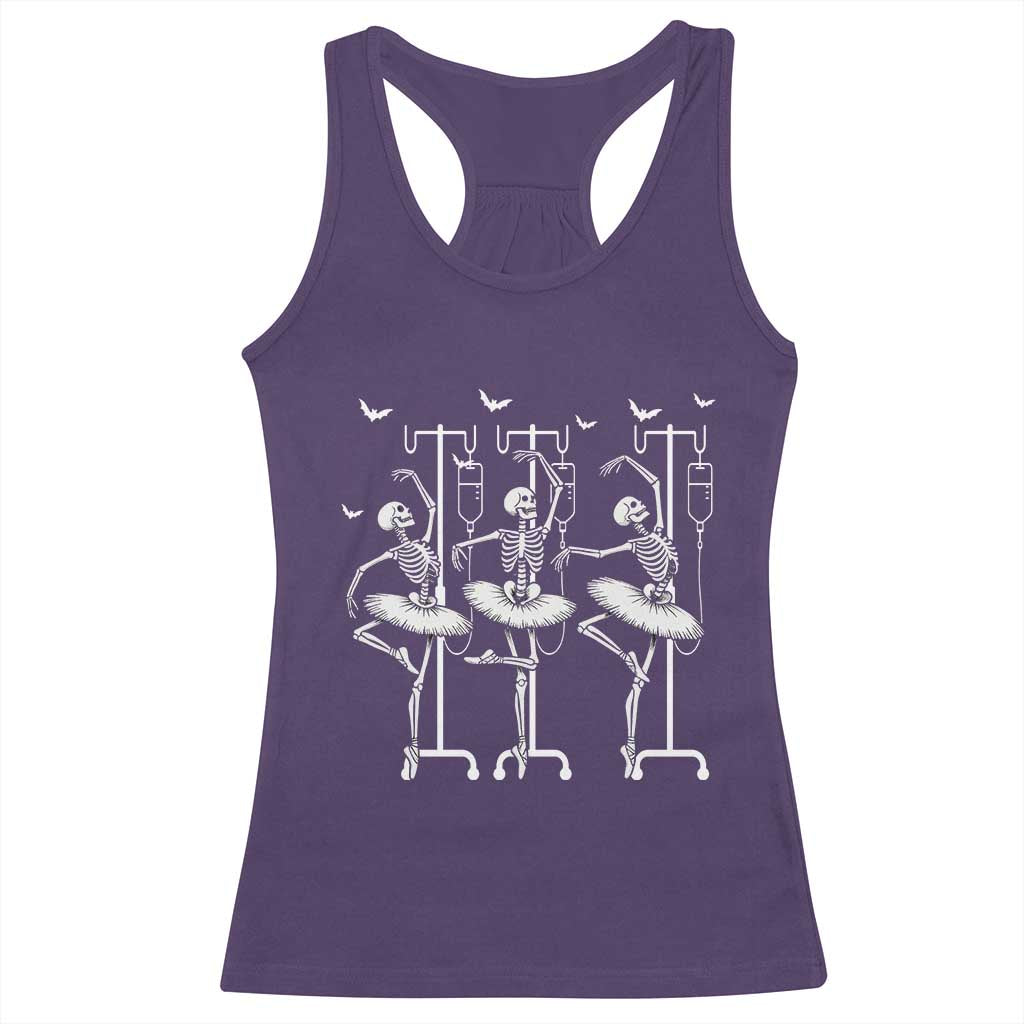 Emergency Room RN Nurse Halloween Racerback Tank Top Dancing Skeleton TS12 Purple Print Your Wear