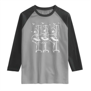 Emergency Room RN Nurse Halloween Raglan Shirt Dancing Skeleton TS12 Sport Gray Black Print Your Wear