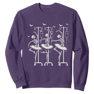 Emergency Room RN Nurse Halloween Sweatshirt Dancing Skeleton TS12 Purple Print Your Wear