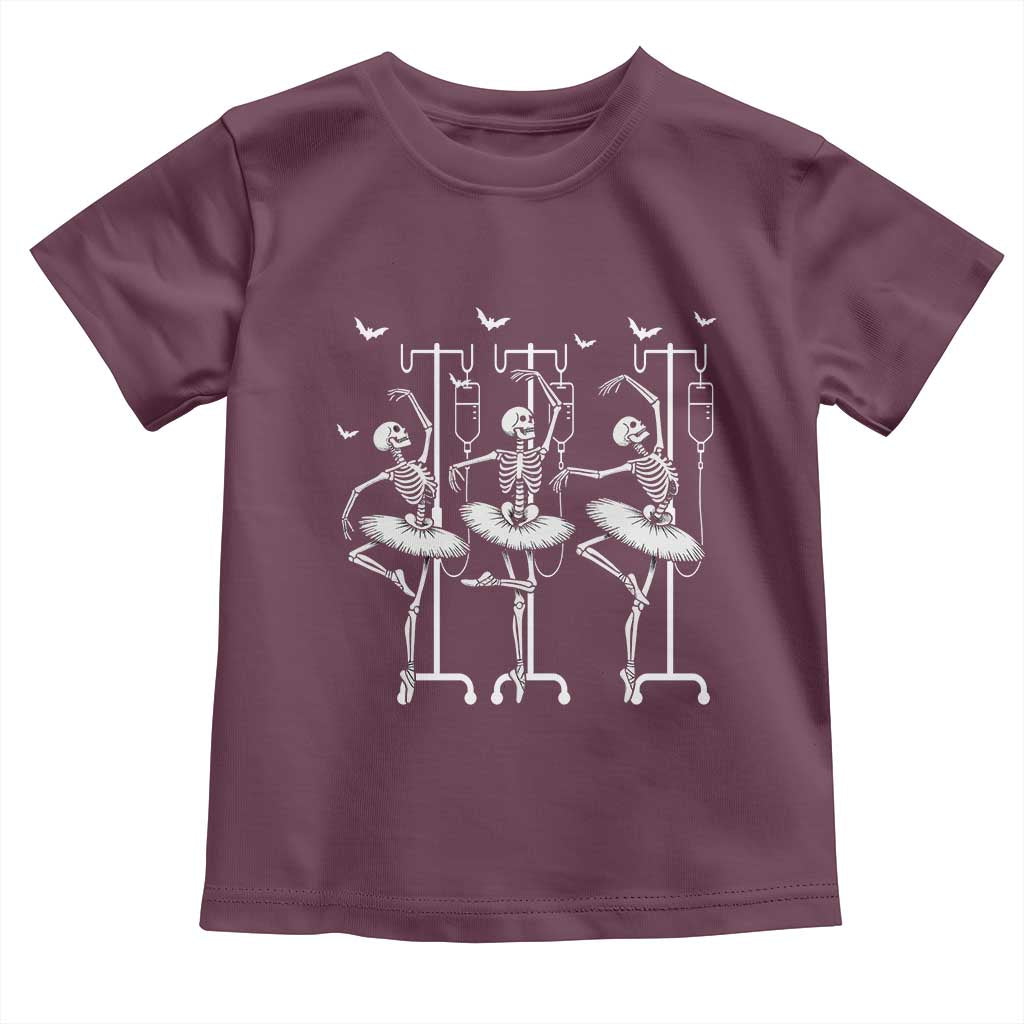 Emergency Room RN Nurse Halloween Toddler T Shirt Dancing Skeleton TS12 Maroon Print Your Wear