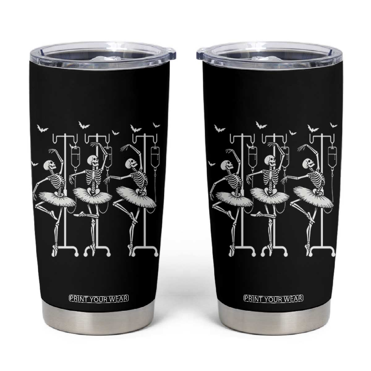 Emergency Room RN Nurse Halloween Tumbler Cup Dancing Skeleton TS12 Black Print Your Wear
