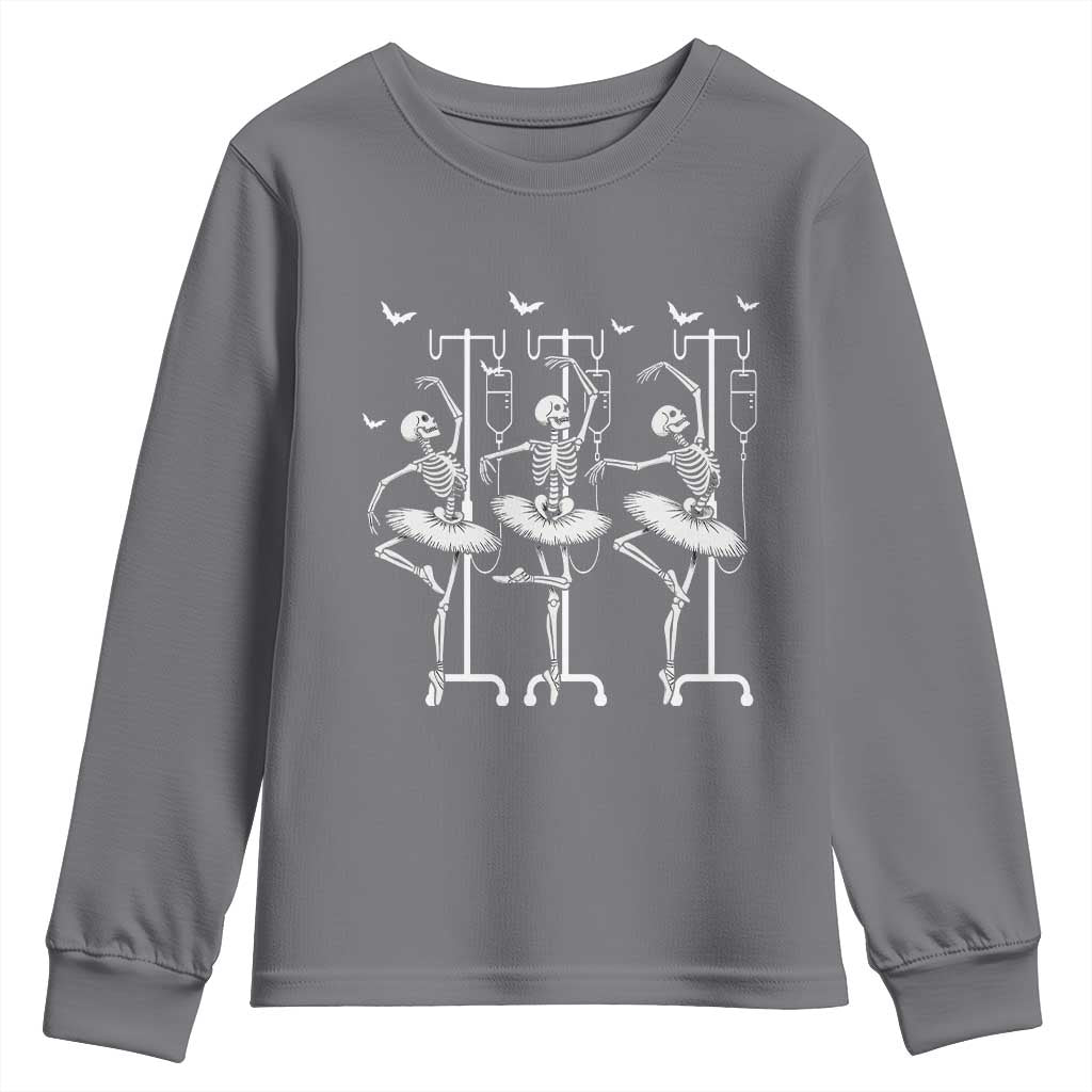 Emergency Room RN Nurse Halloween Youth Sweatshirt Dancing Skeleton TS12 Charcoal Print Your Wear