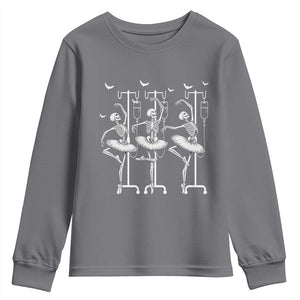 Emergency Room RN Nurse Halloween Youth Sweatshirt Dancing Skeleton TS12 Charcoal Print Your Wear