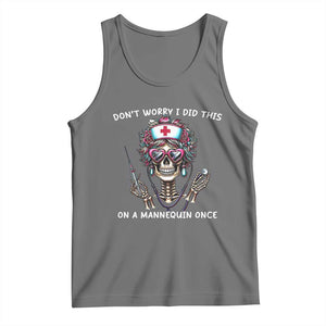 Funny Halloween Skeleton Nurse Tank Top Do not Worry I Did This On A Mannequin Once TS12 Black Heather Print Your Wear