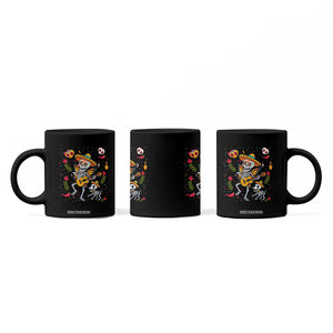 Day Of The Dead Skeleton Coffee Mug Playing Guitar With Dog Mexican Festival TS12 Print Your Wear