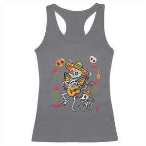 Day Of The Dead Skeleton Racerback Tank Top Playing Guitar With Dog Mexican Festival TS12 Charcoal Print Your Wear