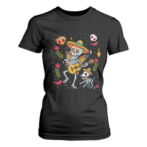 Day Of The Dead Skeleton T Shirt For Women Playing Guitar With Dog Mexican Festival TS12 Black Print Your Wear