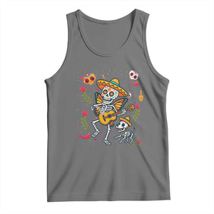 Day of the Dead Skeleton Tank Top Playing Guitar With Dog Mexican Festival TS12 Black Heather Print Your Wear