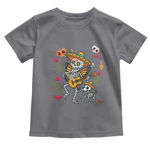 Day Of The Dead Skeleton Toddler T Shirt Playing Guitar With Dog Mexican Festival TS12 Charcoal Print Your Wear