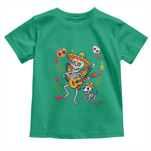 Day Of The Dead Skeleton Toddler T Shirt Playing Guitar With Dog Mexican Festival TS12 Irish Green Print Your Wear