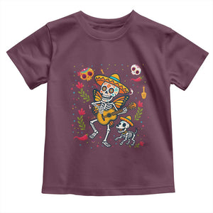 Day Of The Dead Skeleton Toddler T Shirt Playing Guitar With Dog Mexican Festival TS12 Maroon Print Your Wear