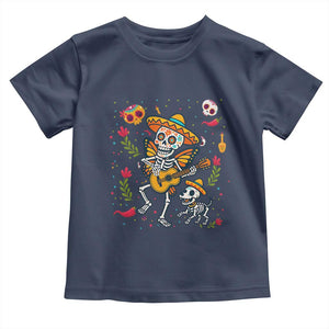 Day Of The Dead Skeleton Toddler T Shirt Playing Guitar With Dog Mexican Festival TS12 Navy Print Your Wear