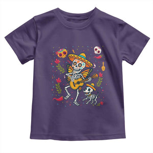 Day Of The Dead Skeleton Toddler T Shirt Playing Guitar With Dog Mexican Festival TS12 Purple Print Your Wear