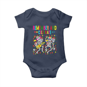 Dia De Los Muertos Skeleton Baby Onesie Remember And Celebrate Mexican Festival TS12 Navy Print Your Wear