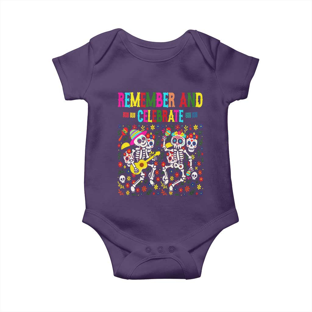 Dia De Los Muertos Skeleton Baby Onesie Remember And Celebrate Mexican Festival TS12 Purple Print Your Wear