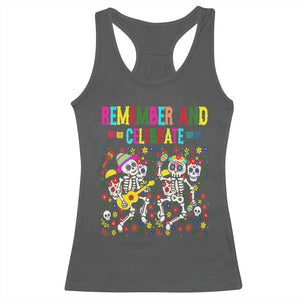Dia De Los Muertos Skeleton Racerback Tank Top Remember And Celebrate Mexican Festival TS12 Dark Heather Print Your Wear