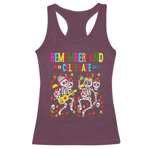 Dia De Los Muertos Skeleton Racerback Tank Top Remember And Celebrate Mexican Festival TS12 Maroon Print Your Wear