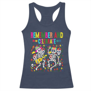 Dia De Los Muertos Skeleton Racerback Tank Top Remember And Celebrate Mexican Festival TS12 Navy Print Your Wear