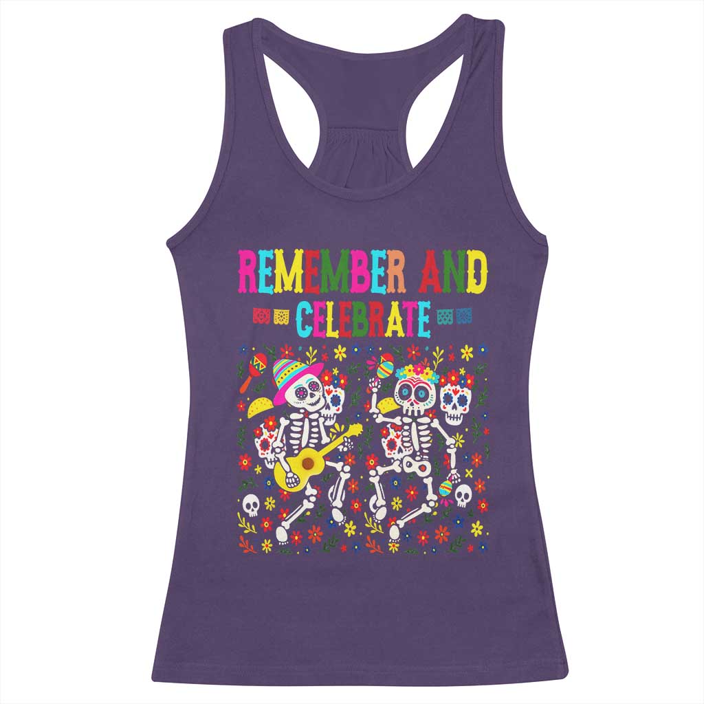 Dia De Los Muertos Skeleton Racerback Tank Top Remember And Celebrate Mexican Festival TS12 Purple Print Your Wear