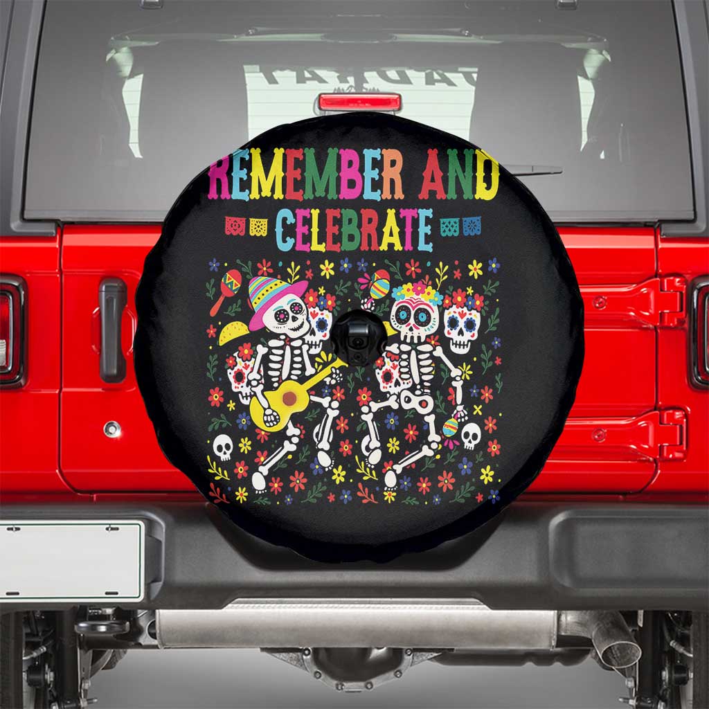 Dia De Los Muertos Skeleton Spare Tire Cover Remember And Celebrate Mexican Festival TS12 Black Print Your Wear
