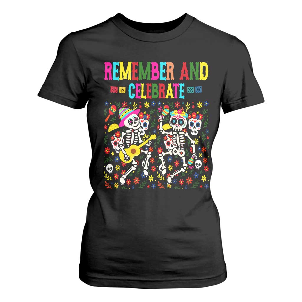 Dia De Los Muertos Skeleton T Shirt For Women Remember And Celebrate Mexican Festival TS12 Black Print Your Wear