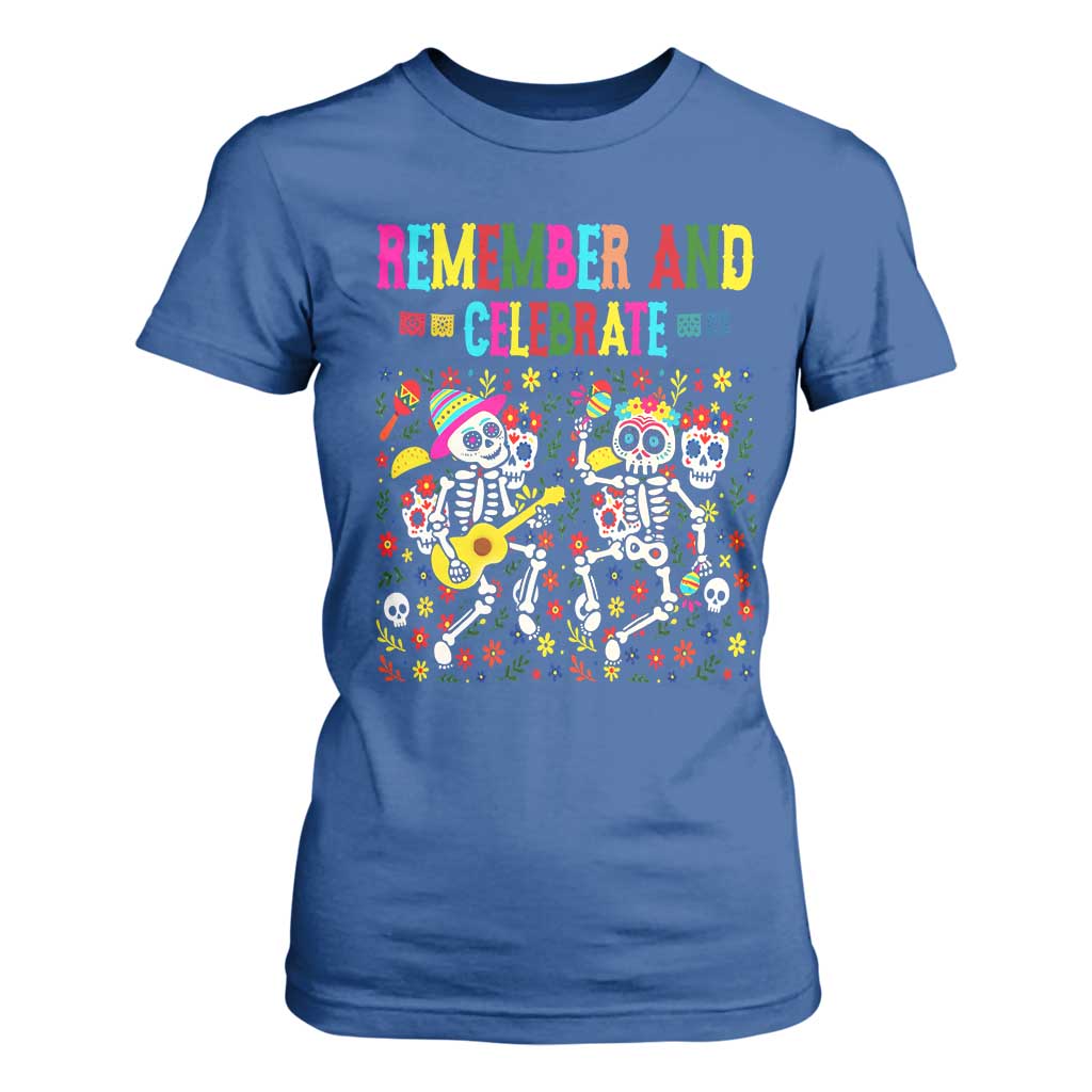 Dia De Los Muertos Skeleton T Shirt For Women Remember And Celebrate Mexican Festival TS12 Royal Blue Print Your Wear
