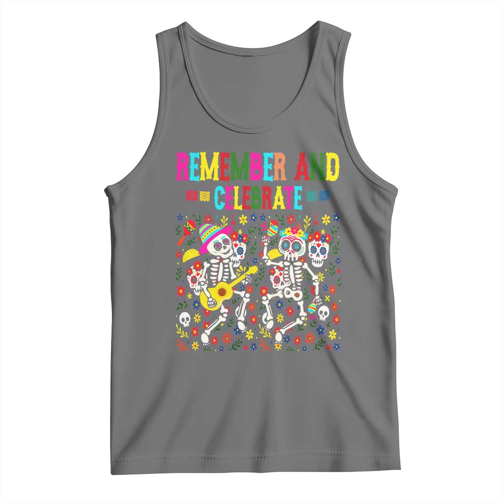 Dia De Los Muertos Skeleton Tank Top Remember And Celebrate Mexican Festival TS12 Black Heather Print Your Wear