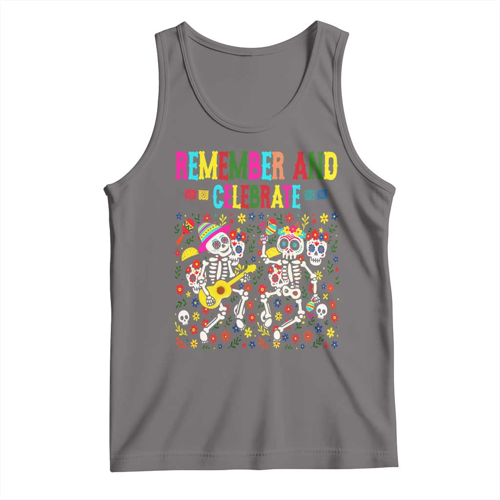 Dia De Los Muertos Skeleton Tank Top Remember And Celebrate Mexican Festival TS12 Deep Heather Print Your Wear