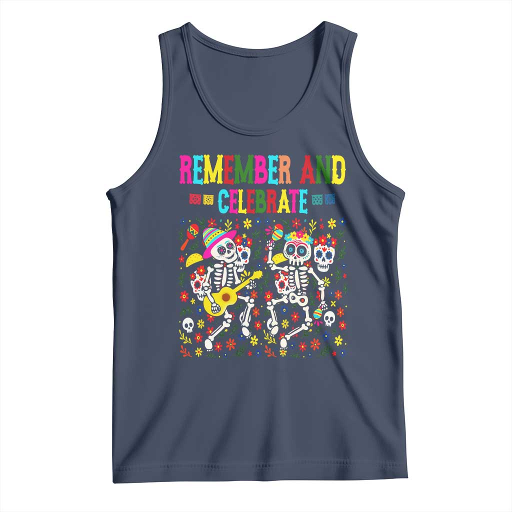 Dia De Los Muertos Skeleton Tank Top Remember And Celebrate Mexican Festival TS12 Navy Print Your Wear