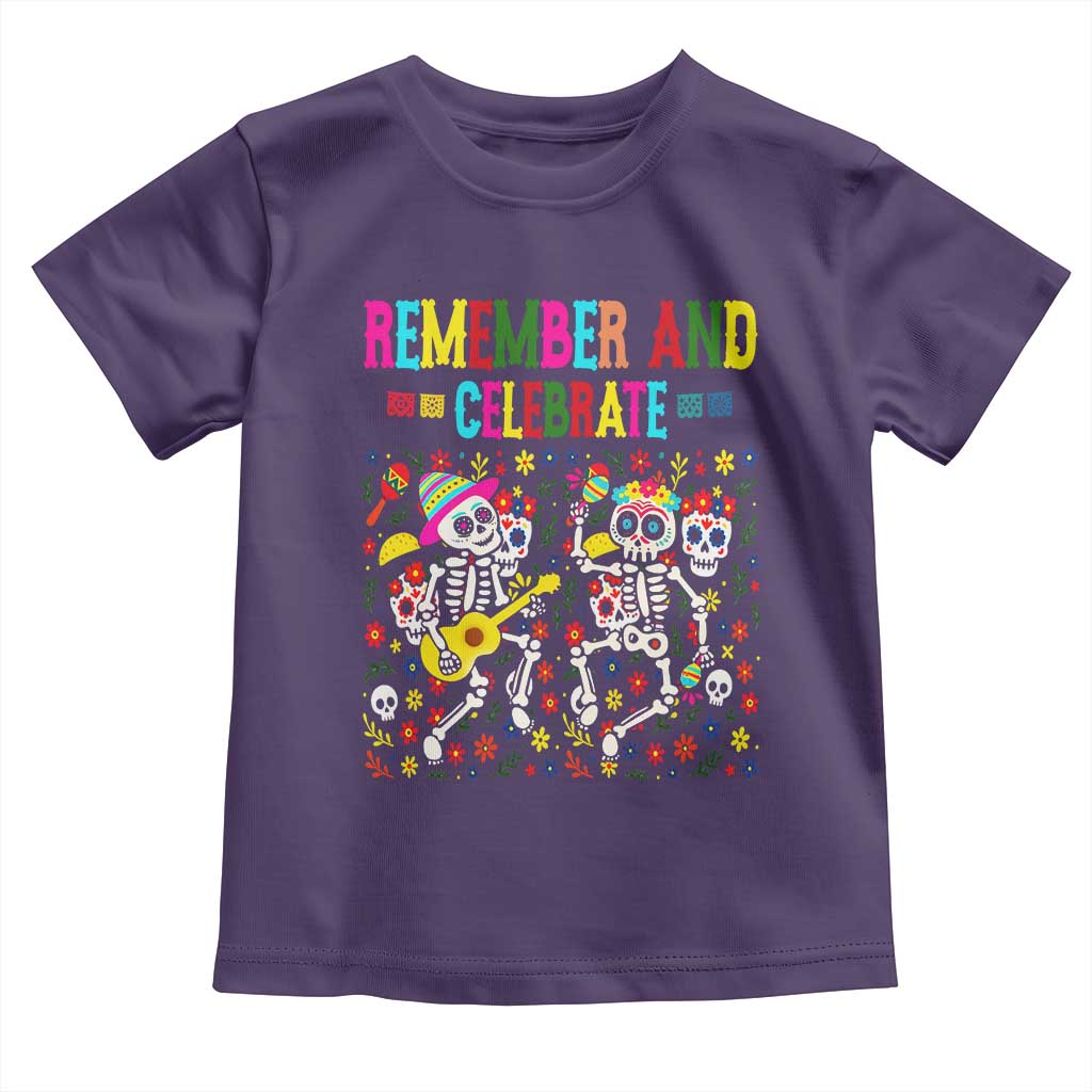 Dia De Los Muertos Skeleton Toddler T Shirt Remember And Celebrate Mexican Festival TS12 Purple Print Your Wear
