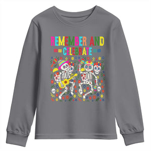 Dia De Los Muertos Skeleton Youth Sweatshirt Remember And Celebrate Mexican Festival TS12 Charcoal Print Your Wear