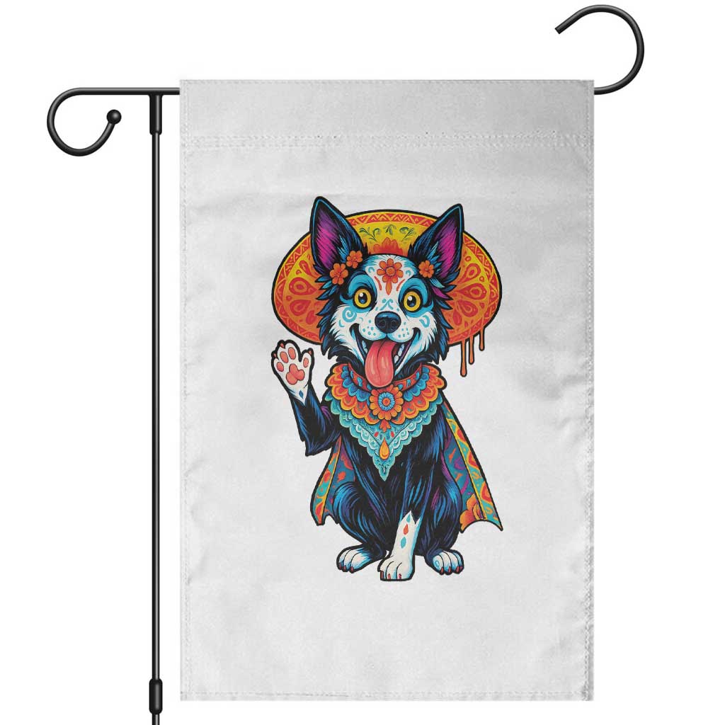 Dia De Los Muertos Border Collie Garden Flag Sugar Skull Dog Day Of The Dead Gift TS12 White Print Your Wear