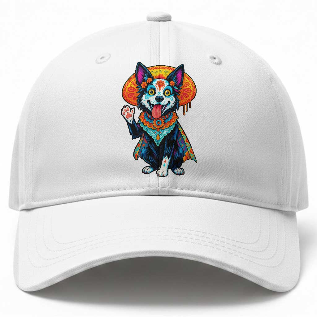 Dia De Los Muertos Border Collie Baseball Cap Sugar Skull Dog Day Of The Dead Gift TS12 Print Your Wear