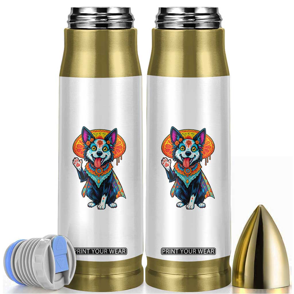 Dia De Los Muertos Border Collie Bullet Tumbler Sugar Skull Dog Day Of The Dead Gift TS12 White Print Your Wear