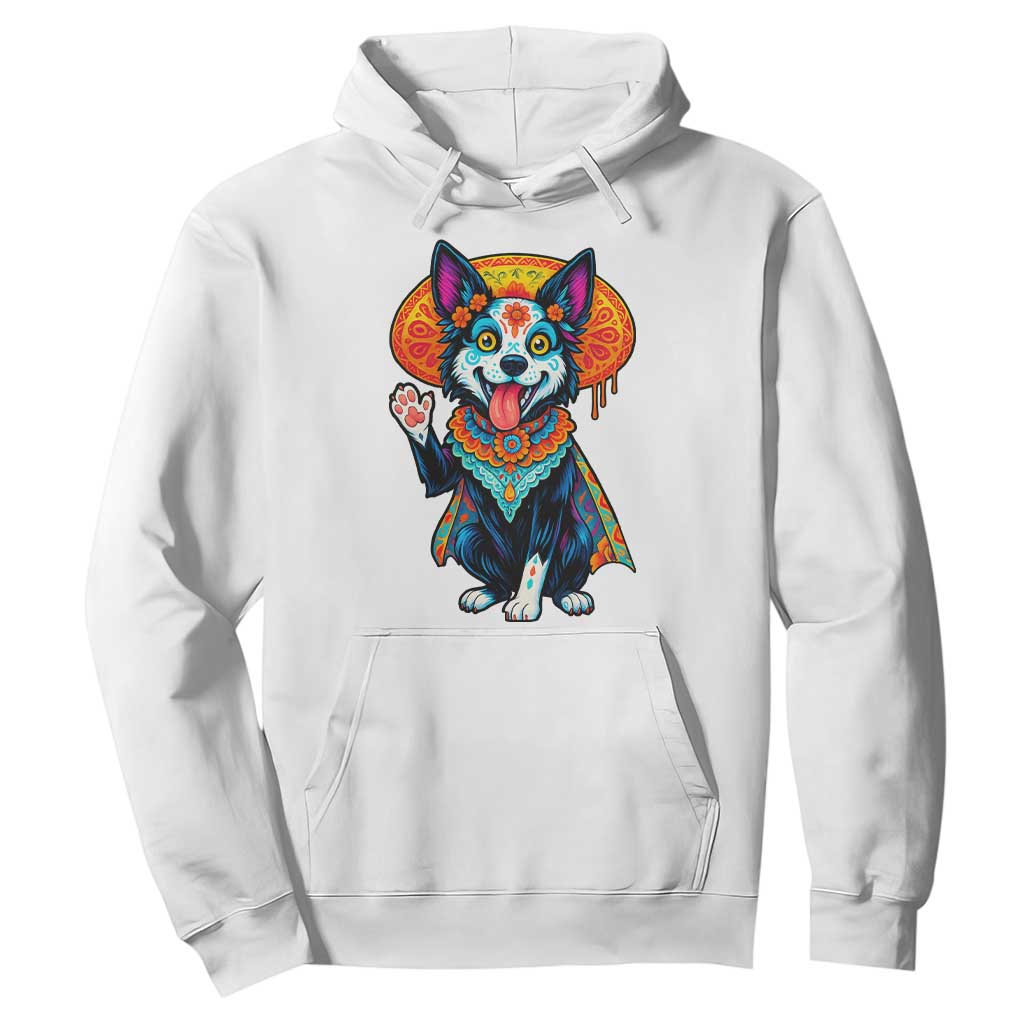 Dia De Los Muertos Border Collie Hoodie Sugar Skull Dog Day Of The Dead Gift TS12 White Print Your Wear