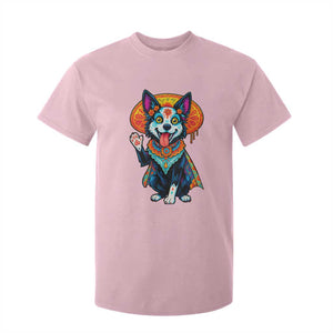 Dia De Los Muertos Border Collie T Shirt For Kid Sugar Skull Dog Day Of The Dead Gift TS12 Light Pink Print Your Wear