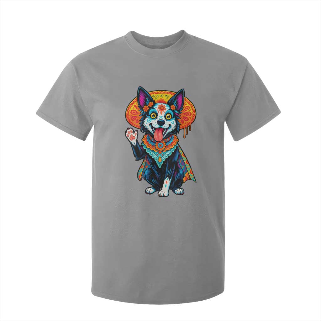 Dia De Los Muertos Border Collie T Shirt For Kid Sugar Skull Dog Day Of The Dead Gift TS12 Sport Gray Print Your Wear