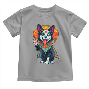 Dia De Los Muertos Border Collie Toddler T Shirt Sugar Skull Dog Day Of The Dead Gift TS12 Sport Gray Print Your Wear