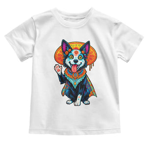Dia De Los Muertos Border Collie Toddler T Shirt Sugar Skull Dog Day Of The Dead Gift TS12 White Print Your Wear