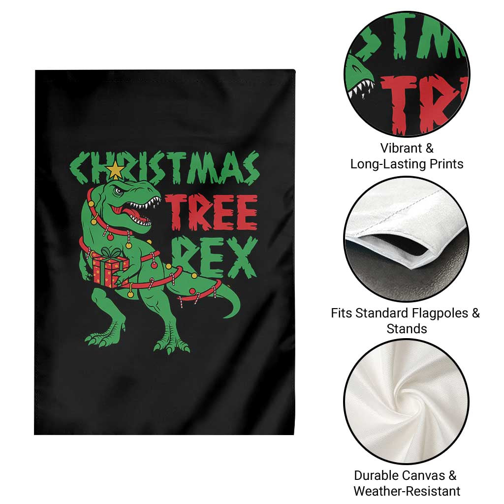 Christmas Dinosaur Garden Flag Funny Tree Rex Xmas Light TS12 Print Your Wear