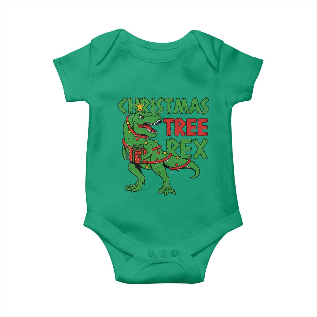 Christmas Dinosaur Baby Onesie Funny Tree Rex Xmas Light TS12 Irish Green Print Your Wear