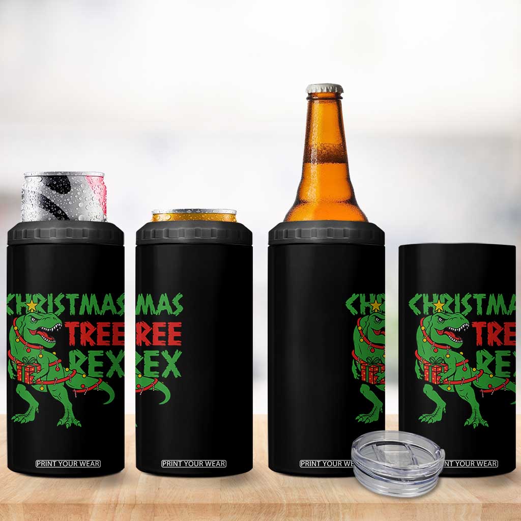 Christmas Dinosaur 4 in 1 Can Cooler Tumbler Funny Tree Rex Xmas Light TS12 Print Your Wear