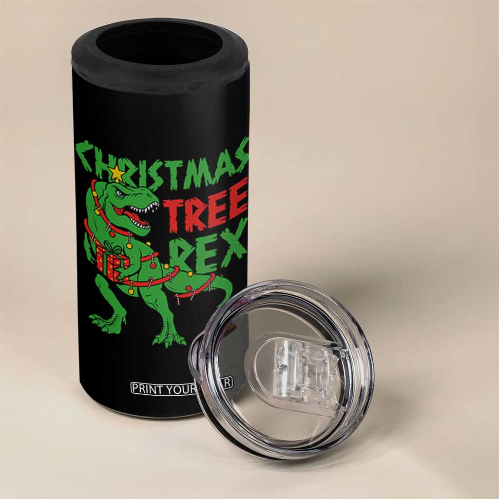 Christmas Dinosaur 4 in 1 Can Cooler Tumbler Funny Tree Rex Xmas Light TS12 Print Your Wear