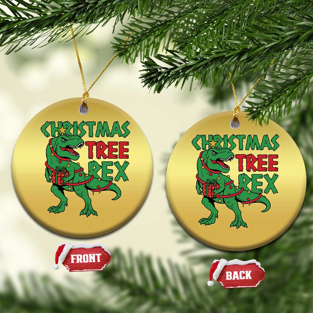 Xmas Dinosaur Christmas Ornament Funny Tree Rex Xmas Light TS12 Circle Gold Print Your Wear