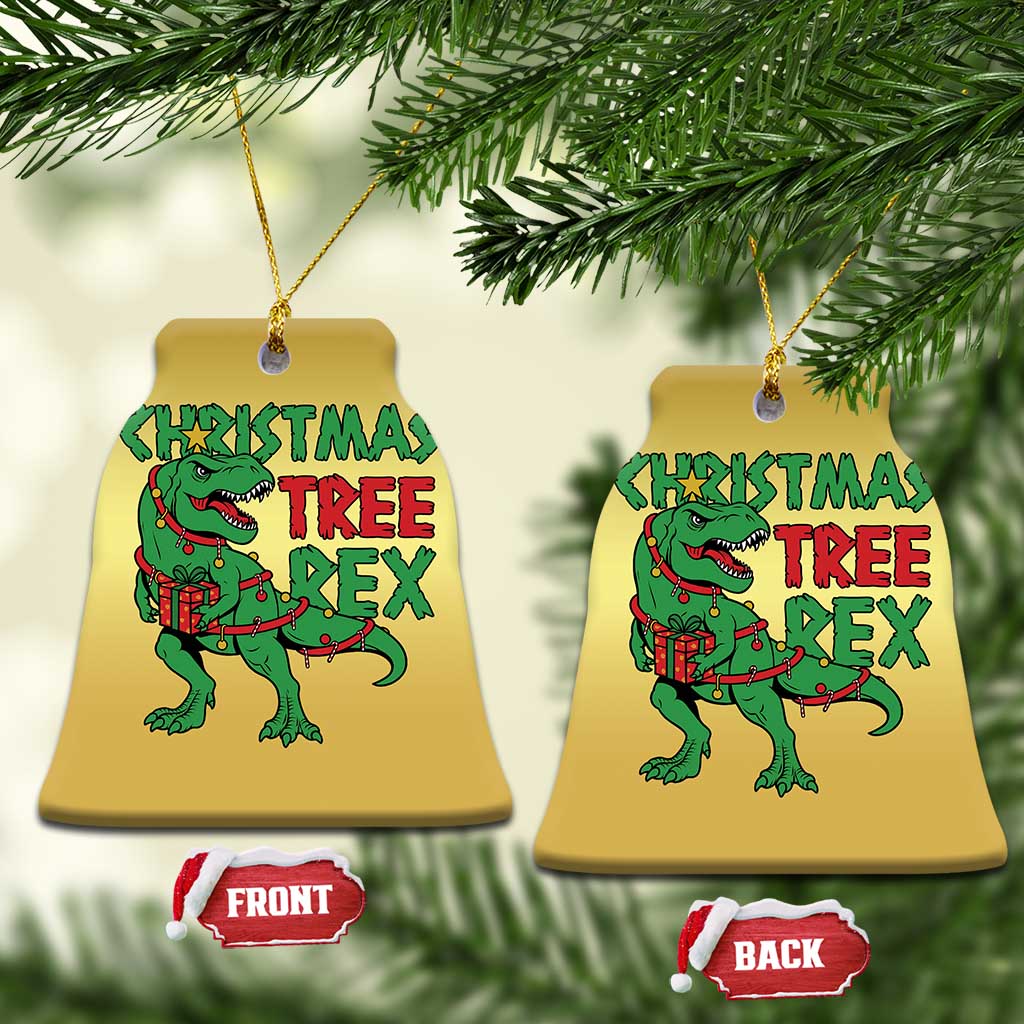Xmas Dinosaur Christmas Ornament Funny Tree Rex Xmas Light TS12 Bell Flake Gold Print Your Wear