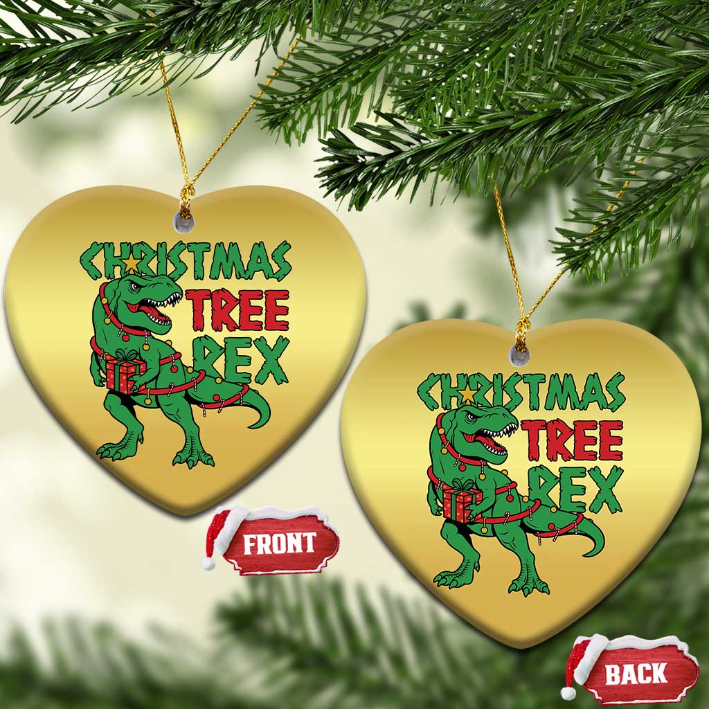 Xmas Dinosaur Christmas Ornament Funny Tree Rex Xmas Light TS12 Heart Gold Print Your Wear