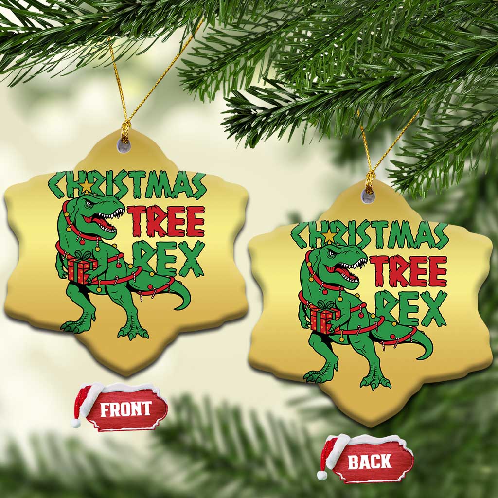 Xmas Dinosaur Christmas Ornament Funny Tree Rex Xmas Light TS12 Snow Flake Gold Print Your Wear